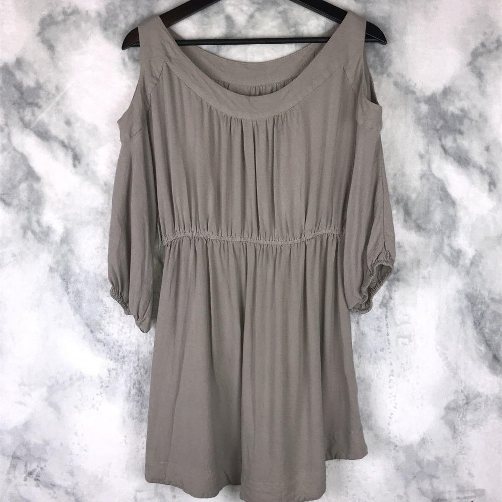 Picky Girl Cold Shoulder Dress Tan/Grey LARGE